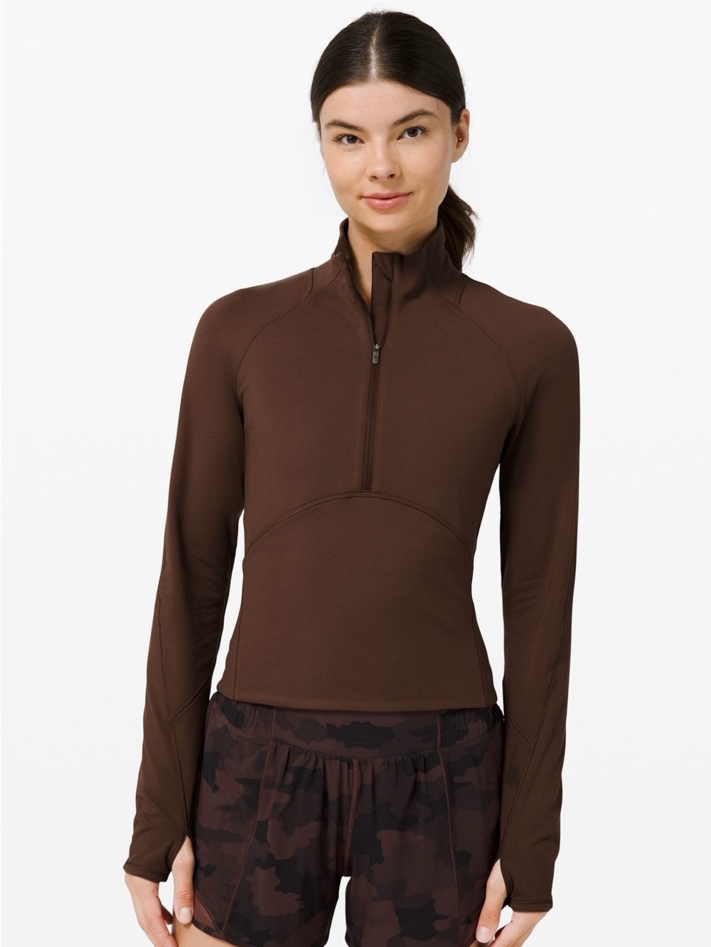 Lululemon Women's Brown Half-Zip Long Sleeve Top